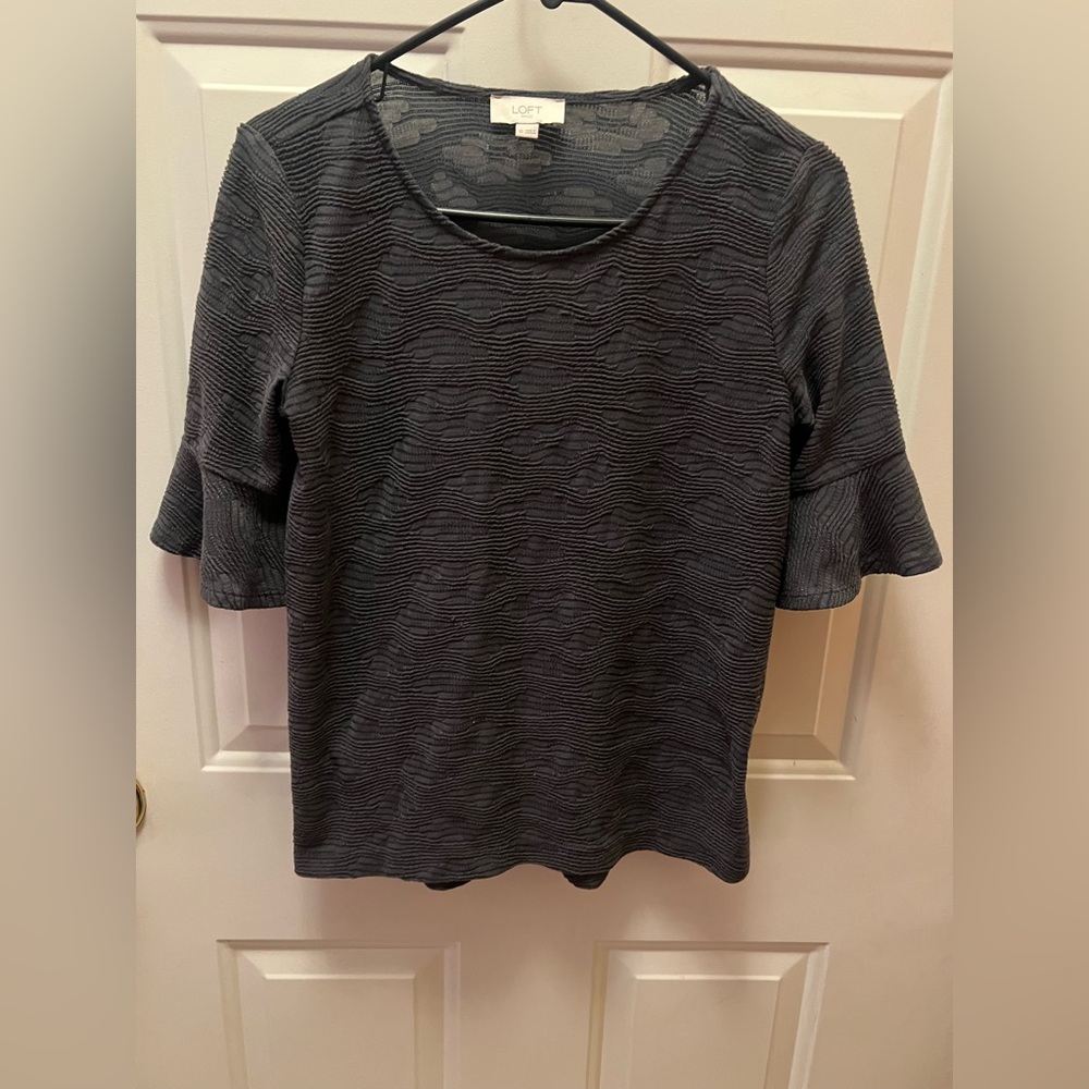 LOFT Charcoal Textured Women's Blouse